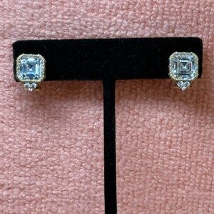 Judith Ripka Brand new 14kt Gold over Sterling Silver Square Stud Earrings
